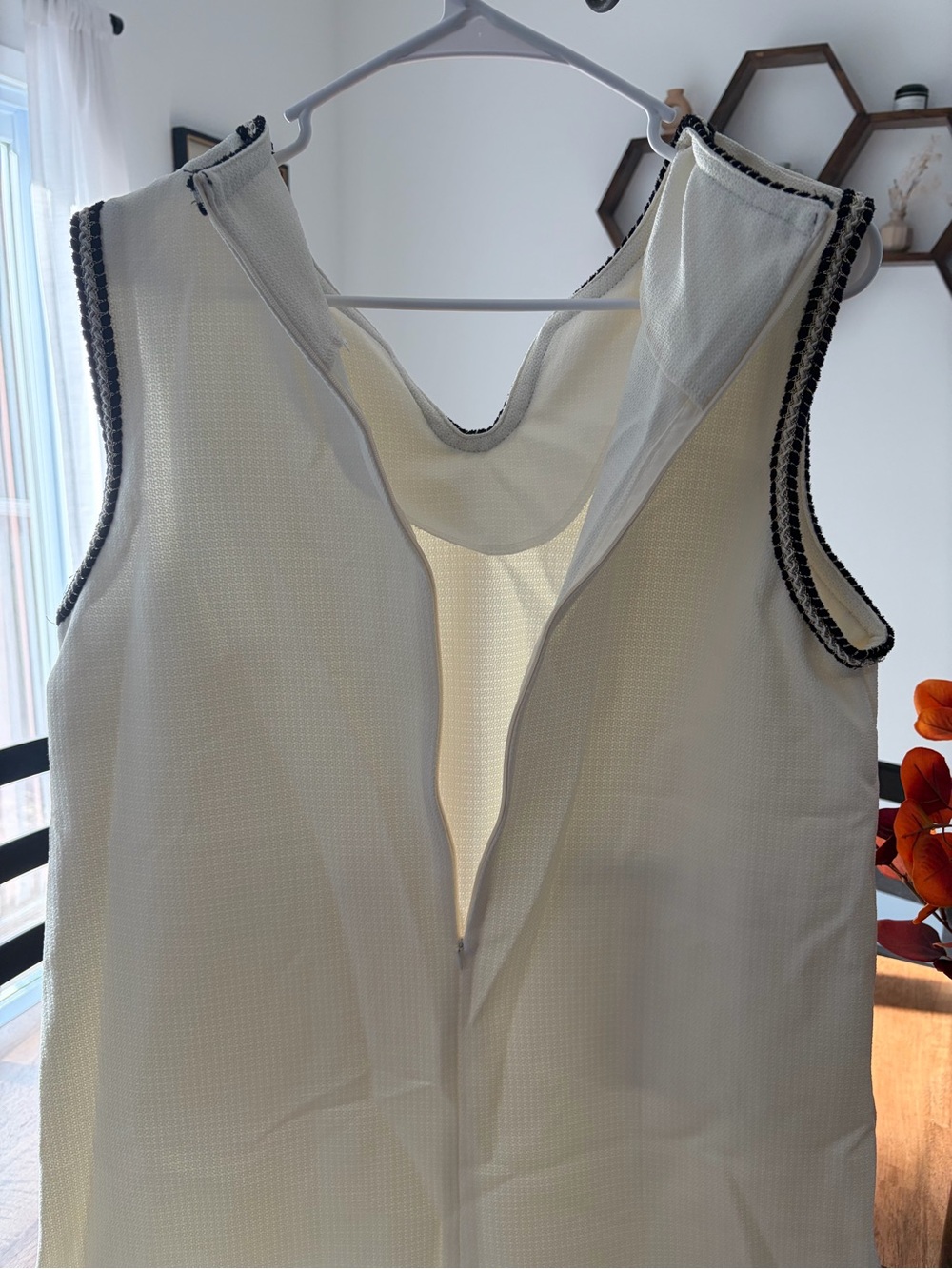 Sleeveless Cream Mini Dress with Black and Gold Trim (NEW) - Picture 3 of 6
